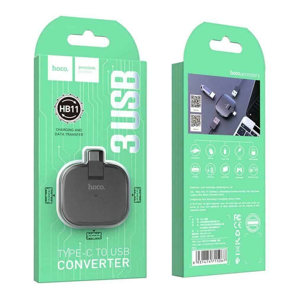 Compact Type-C to Three-Port USB