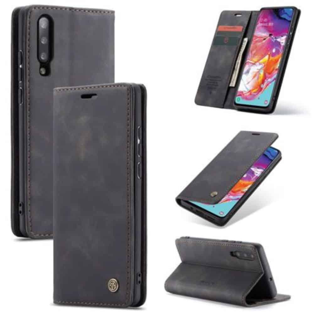 Samsung Galaxy A70 Black Wallet Case