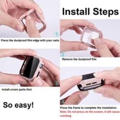 Easy to Install Pink Bumper Case & Screen Protector for Apple iWatch