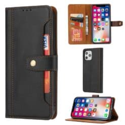 iPhone XR Stitched Card Slots Premium Aokus Wallet Case Black