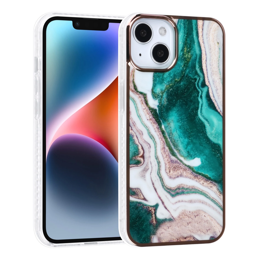 iPhone 14 TPU Back Cover - Marble Green