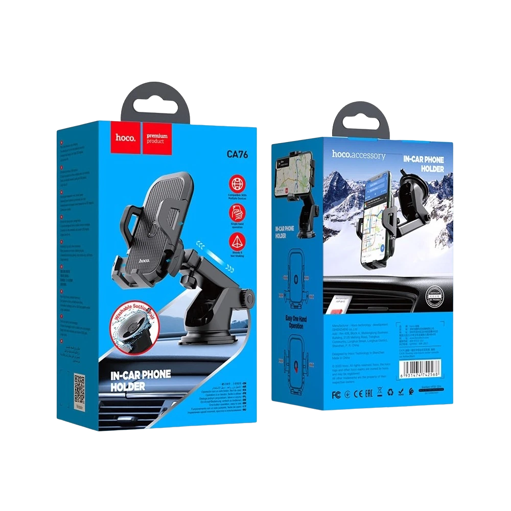 Hoco CA76 One-Touch Console In-Car Phone Holder Black