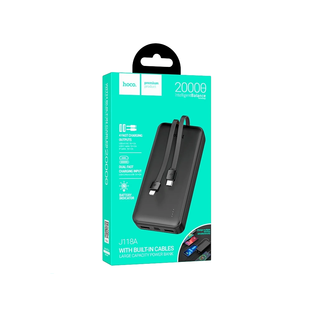 Hoco J118A Ultra Slim Built In Cable PowerBank