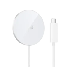 Hoco CW63 Fast Qi2 Braided Magnetic Wireless Fast Charger 15W White