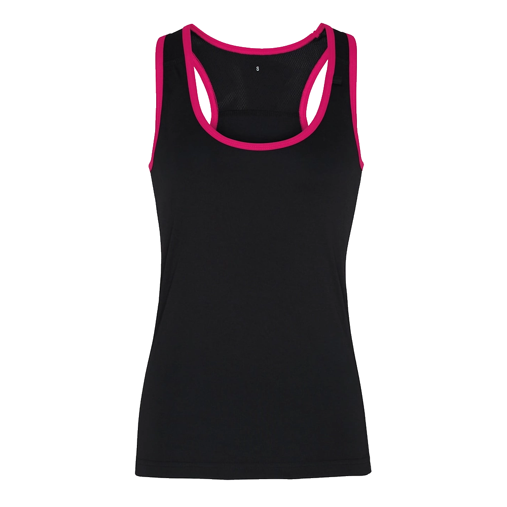 Women's TriDri® Panelled Fitness Vest - Black/Hot Pink