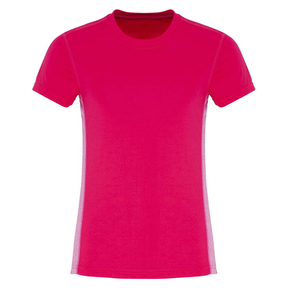 Women's TriDri® Contrast Panel Performance T-Shirt - Hot Pink/Pink Melange