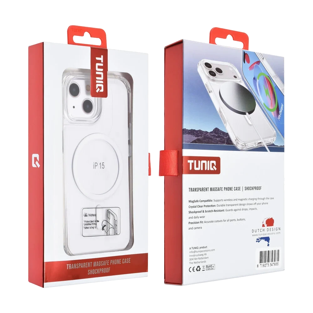 TUNIQ iPhone 15 Back cover case - Magsafe - Antishock - Transparent