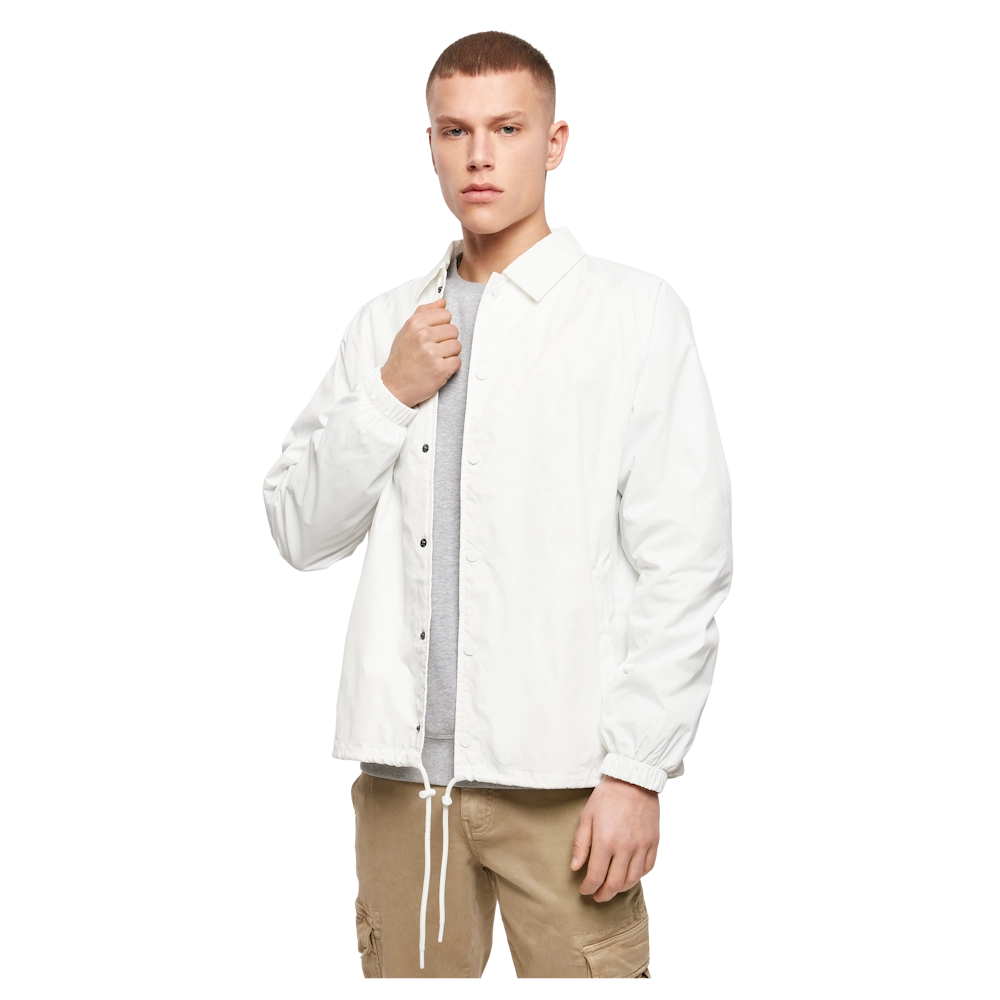 Build Your Brand White Coach Jacket - BY128
