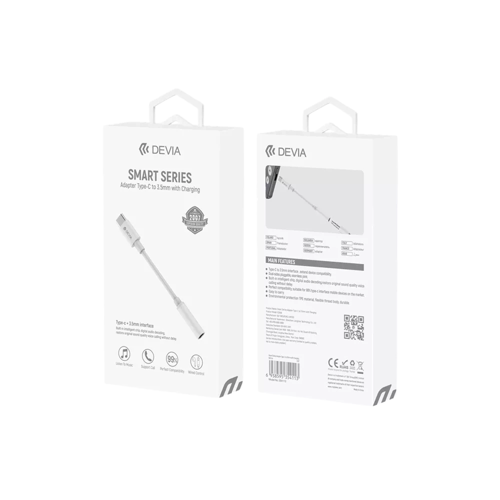Devia - USB-C to 3.5mm Headphone Adapter - White