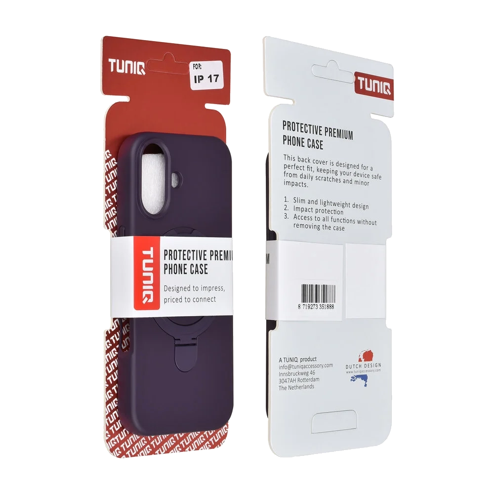TUNIQ iPhone 17 Back Cover Case - Magsafe With Ring Stand - Hanger - Grape Purple